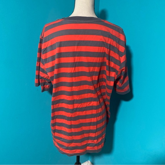 My Hero Academia Hello Kitty Red Orange Grey Striped Short Sleeve T-Shirt - Picture 3 of 3